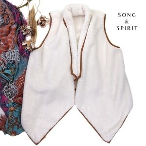 New Song n Spirit Cream Poly Fleece Vest Sz L